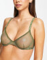 Calvin Klein CK One logo lace sheer unlined demi bra in khaki