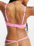 Фото #4 товара ASOS DESIGN Nina sheer floral lace tanga thong with picot trim in pink