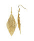 ფოტო #1 პროდუქტის Stainless Steel Textured Yellow plated Leaves Dangle Earrings