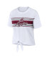 Фото #3 товара Women's White Texas A&M Aggies Striped Front Knot Cropped T-shirt