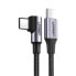 Фото #1 товара Kątowy kabel przewód USB-C Power Delivery 60W 20V 3A 2m czarno-szary