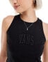 Vans varsity logo cropped tank top in black