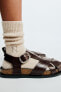 Фото #1 товара Кожаные сандалии со скрещенными ремешками ZARA
