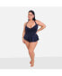 Фото #1 товара Plus Size Heatwave Halter Peplum One Piece Swimsuit - Navy