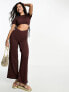 ASOS DESIGN crinkle 2 in 1 cut out jumpsuit in brown