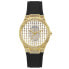 Фото #1 товара GUESS Ladies 39mm Watch - Black Strap Gold Tone Case Clear Dial