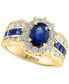 ფოტო #5 პროდუქტის EFFY® Sapphire (2-1/4 ct. t.w.) & Diamond (1-1/10 ct. t.w.) Halo Statement Ring in 14k Gold