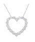 ფოტო #1 პროდუქტის Suzy Levian Sterling Silver Cubic Zirconia Large Open Heart Pendant Necklace