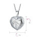 Фото #3 товара Simple Plain Keepsake Domed Puff carved Leaf Heart Shaped Photo Locket For Women Holds Photos Pictures Silver Necklace Pendant Large