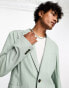 ASOS DESIGN skinny linen mix suit jacket in sage Зеленый, Chest 40 Regular - фото #3