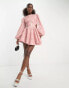 Фото #2 товара Bardot Mila broderie open back mini dress in blush