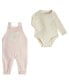 Фото #1 товара Baby Girls Bodysuit and Heavy Knit Jersey Overall, 2 Piece Set