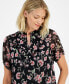 Фото #3 товара Women's Printed Ruffle-Trim Short-Sleeve Top