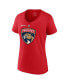 ფოტო #3 პროდუქტის Women's Matthew Tkachuk Red Florida Panthers 2024 Stanley Cup Champions Authentic Stack Name Number V-Neck T-Shirt