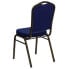 Фото #2 товара Hercules Series Crown Back Stacking Banquet Chair In Navy Blue Patterned Fabric - Gold Vein Frame
