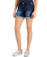 Juniors' Cuffed Raw Hem Mid Rise Denim Shorts