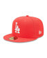 Фото #1 товара Men's Red Los Angeles Dodgers Lava Highlighter Logo 59FIFTY Fitted Hat