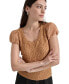 ფოტო #6 პროდუქტის Women's Textured Scoop-Neck Puff-Sleeve Top