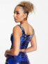 Фото #2 товара Collective the Label exclusive sequin crop top co-ord in cobalt