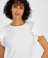 Фото #3 товара Women's Crewneck Flutter-Sleeve Top