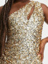 Forever New cut out drape sequin mini dress in bronze gold