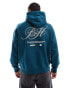 Bershka back printed hoodie in blue grün, S - фото #1