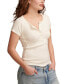 Women's Crochet-Trim Short-Sleeve Henley T-Shirt