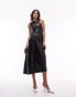 Topshop PU assymetric cut out detail midi dress in black 40 - фото #6