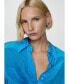 Фото #3 товара Women's Asymmetrical Closure Long Satin Shirt