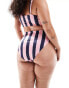 ASOS DESIGN Curve Sidney high leg high waist bikini bottom in stripe