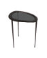 Фото #1 товара 23" x 15" x 23" Aluminum Abstract Oval Shaped Shaded Glass Top and Detailed Engravings Accent Table