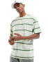 Фото #1 товара New Look green stripe oversized tshirt in green