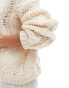 Фото #4 товара 4th & Reckless cable knit v neck jumper in cream