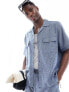 ASOS DESIGN co-ord boxy relaxed revere shirt in blue dad check