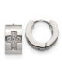 Stainless Steel Polished with CZ Cross Hinged Hoop Earrings