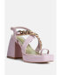 ფოტო #3 პროდუქტის Women's Freckling Metal Chain Block Heel Sandals