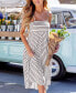 Women's Brown & White Stripe Square Neck Sleeveless Maxi Beach Dress