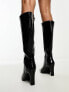 Public Desire Wide Fit Pose heeled knee boots in black textured