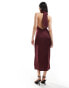 Фото #4 товара Pretty Lavish knot front satin maxi dress in merlot