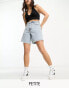 Фото #1 товара Miss Selfridge petite long line denim short in acid wash