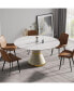 Фото #1 товара Modern artificial stone round white carbon steel base dining table-can accommodate 6 people