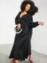 ASOS EDITION satin maxi dress with cut out detail in black