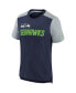 Big Boys Heathered College Navy, Heathered Gray Seattle Seahawks Colorblock Team Name T-shirt