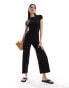 Фото #1 товара ASOS DESIGN cap sleeve slash neck jumpsuit in black