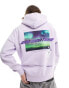 Bershka graphic back printed hoodie in purple lila, XS - фото #1