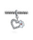 ფოტო #3 პროდუქტის Caduceus RN Nurse Hat Cap Heart Shape Graduate Crystal CZ Dangle Bead Charm White Enamel .925 Sterling Silver Fits European Bracelet