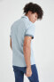Фото #4 товара Рубашка мужская slim fit defacto Erkek Mavi Базовая с коротким рукавом