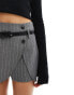 Фото #4 товара ASOS DESIGN tailored wrap belted skort in grey stripe