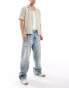 Bershka baggy jeans with frayed seams in blue