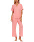 Women's Annie Notch Top and Capri Pajama 2 Piece Set